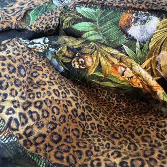 Vintage Quilted Jungle Animal Print Mini Tote Shoulder Crossbody Bag - Picture 9 of 11